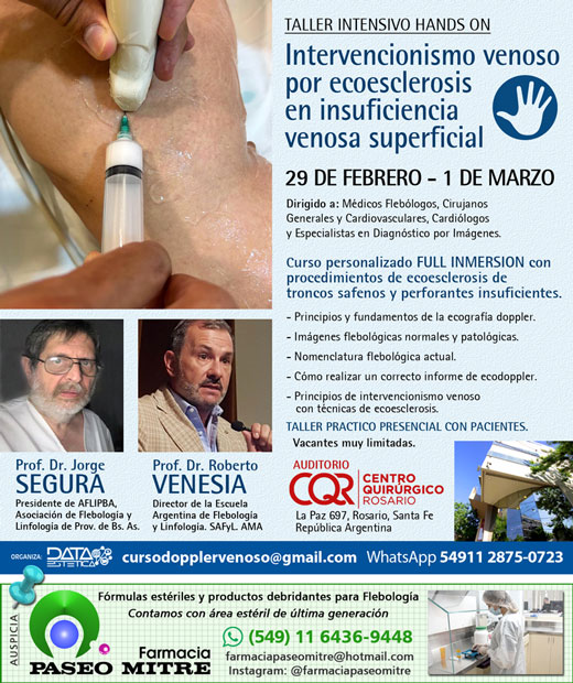 taller intensivo hands on: Intervencionismo venoso por ecoesclerosis en insuficiencia venosa superficial